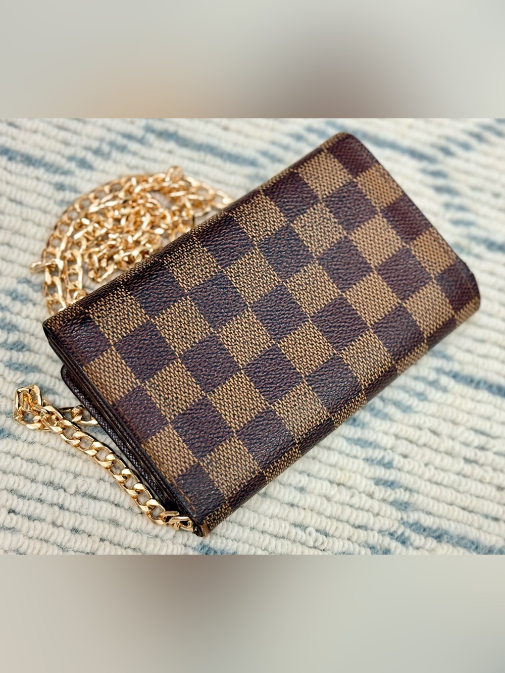 LOUIS VUITTON Vintage Y2K Damier Ebene Monogram Canvas Wallet W/ Crossbody - Picture 10 of 16